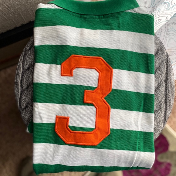 Green/white stripped polo shirt, classic fit - Picture 2 of 2